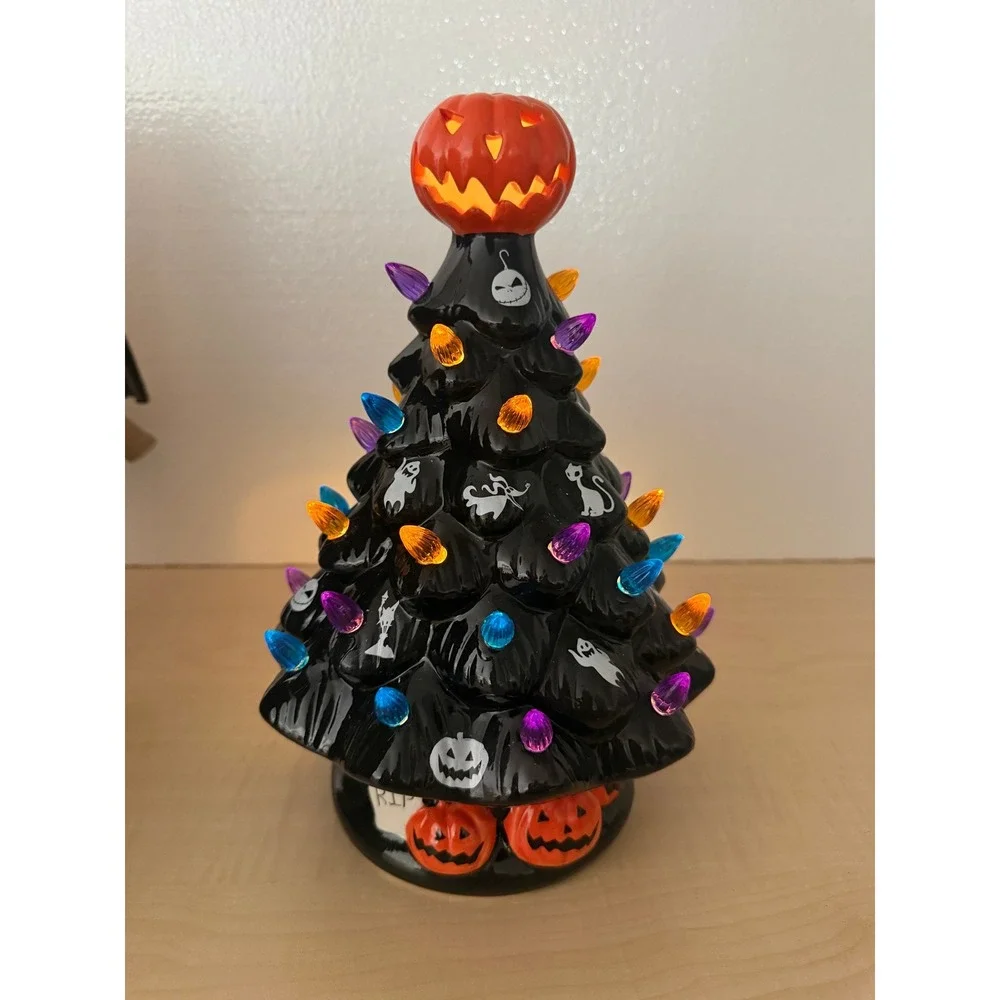 Hot‎ Topic Disney Nightmare Before Christmas Light Up Ceramic Tree Halloween